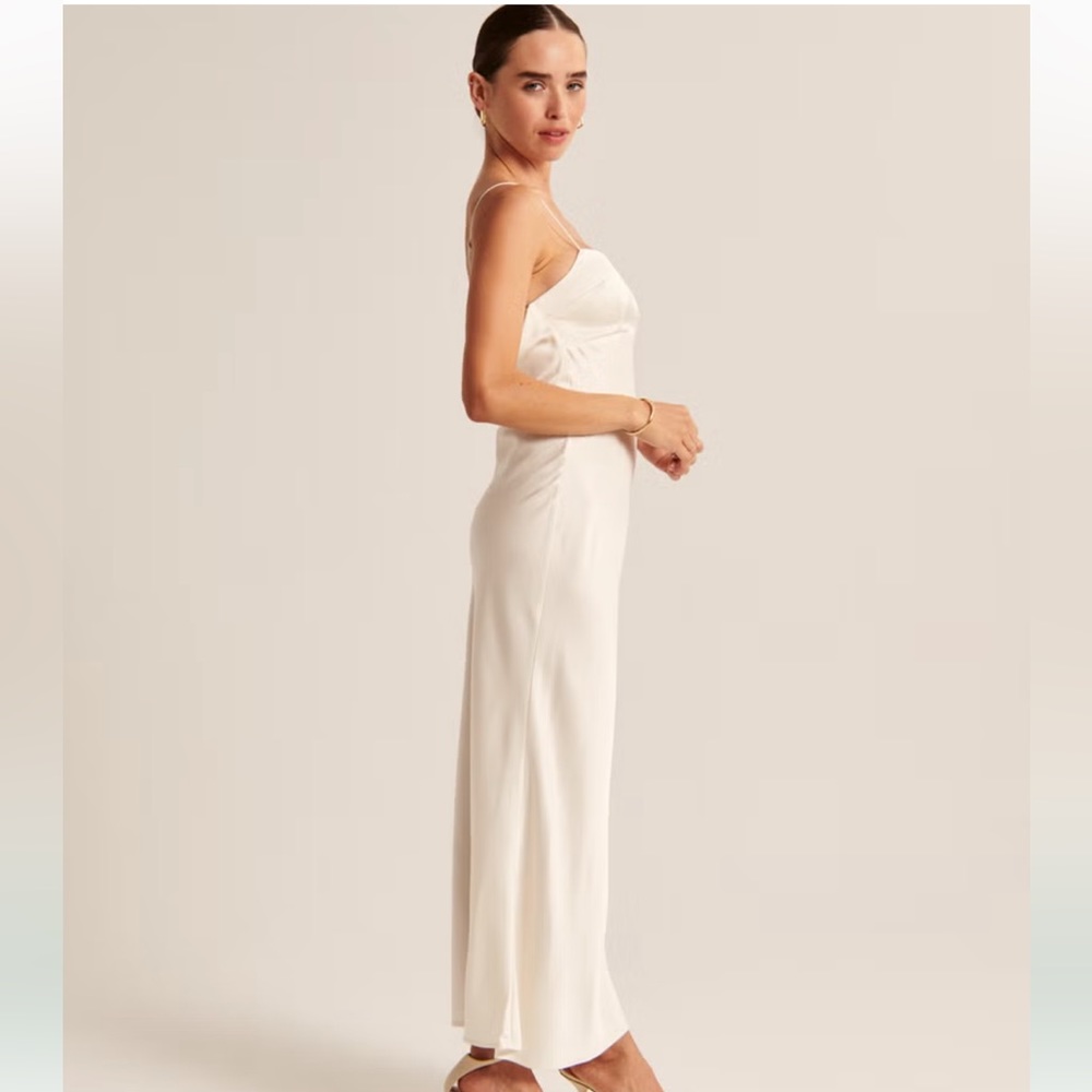 Abercrombie satin cowl back slip midi dress